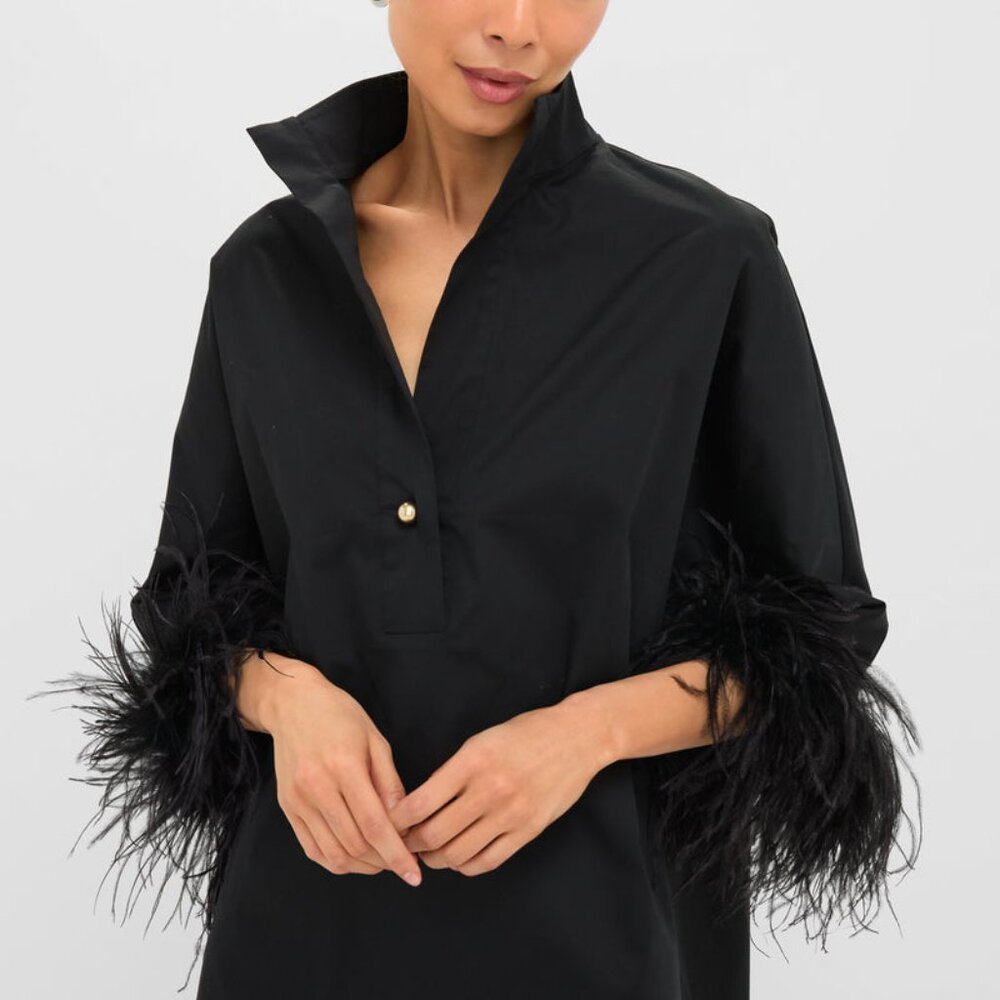 Tuckernuck Very Chic Brand New w Tags Black Willow Feather Blouse L Hard to Find